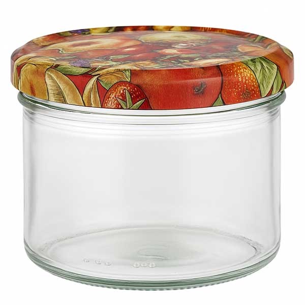 Verre cylindrique 230ml + couvercle BasicSeal décor fruits
