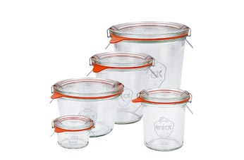 Set de 12 pots de conservation/bocaux en verre avec bouchon à vis 425 ml -  Pots de