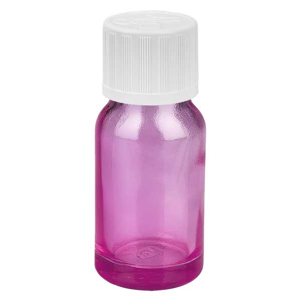 Flacon de 10 ml, bouchon à vis blanc de 11 mm avec fermeture standard, sécurité enfant PurpleLine UT18/10