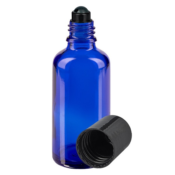 Flacon de déodorant en verre bleu 50 ml, déo à bille vide