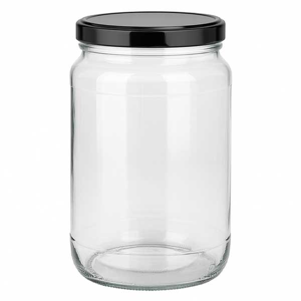 1700ml Verre rond avec couvercle BasicSeal noir UNiTWIST