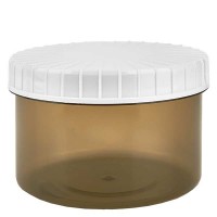 Pot en plastique couleur Shadow 250 ml + couvercle à vis blanc strié en PE, fermeture standard Pot en plastique couleur Shadow 250 ml + couvercle à vis blanc strié en PE, fermeture standard