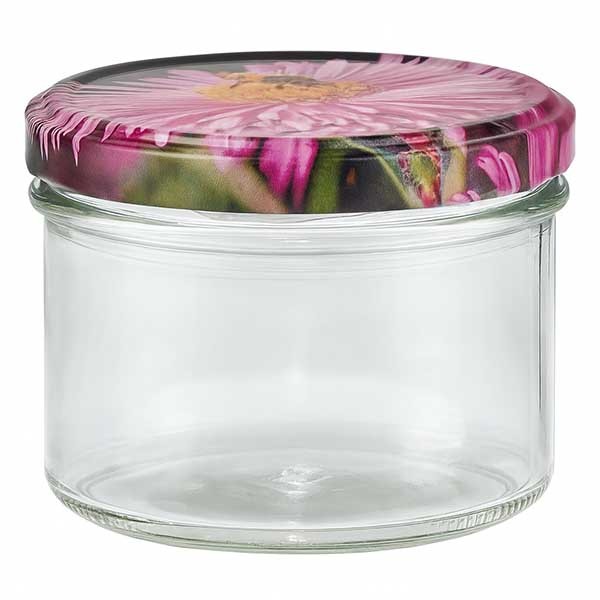 225ml verre à pied + couvercle BasicSeal décor fleurs UNiTWiST