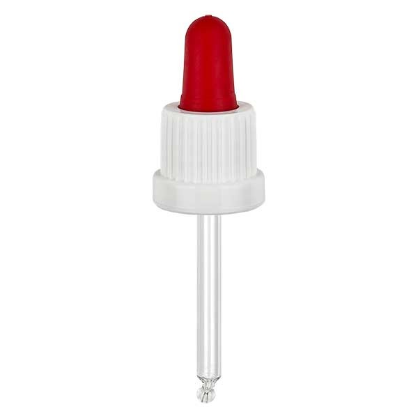 pipette en verre blanc/rouge 18mm, longueur 53,5 inviolable