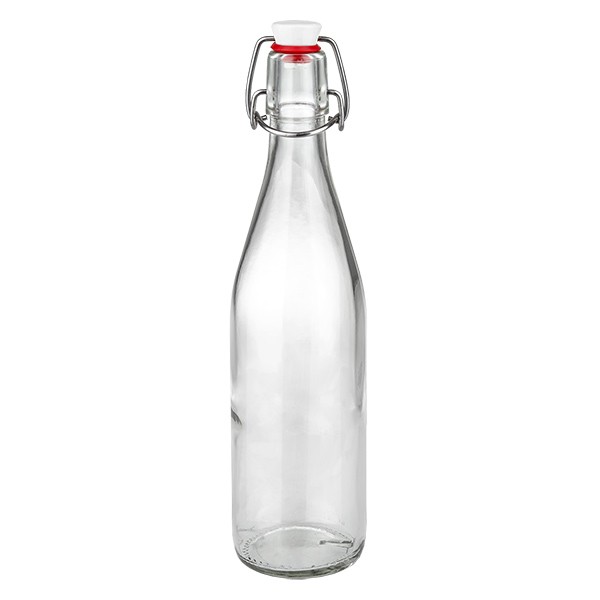 Bouteille en verre de 500 ml + bouchon mécanique en porcelaine UN..