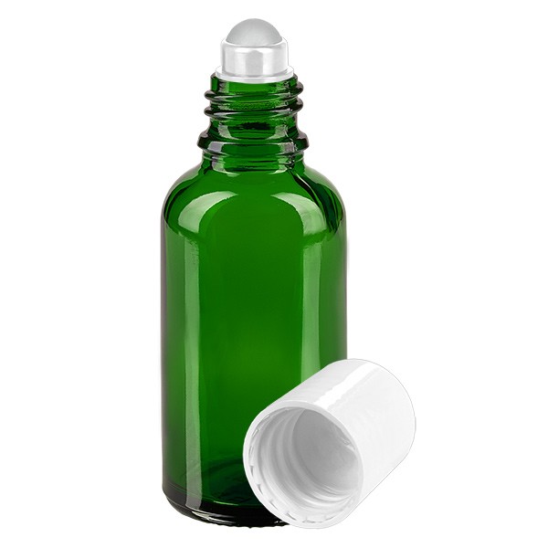 Flacon de déodorant en verre vert 30 ml, déo à bille vide