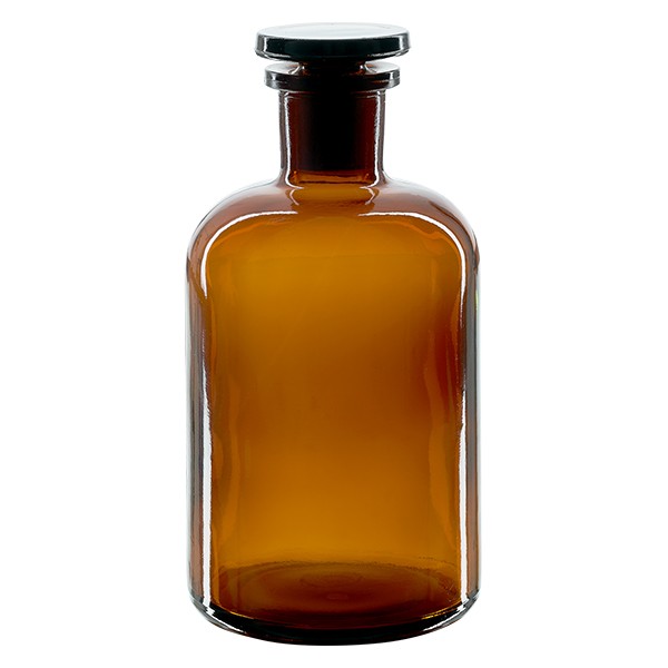 Apothekerflasche 500 ml Enghals Braunglas inkl. Glasstopfen