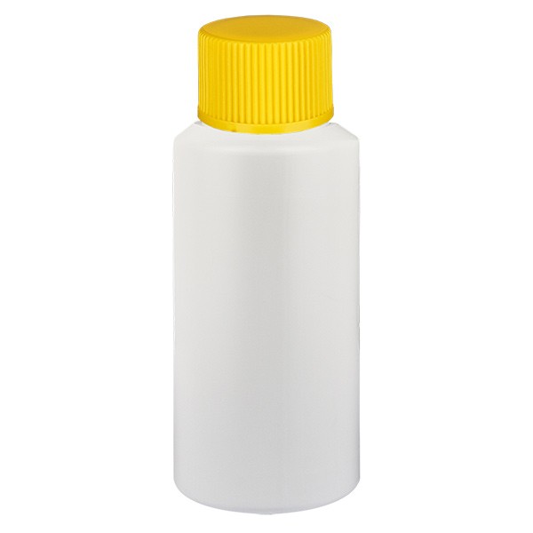 Flacon cylindrique en PET blanc 25 ml, S20x3, sans bouchon