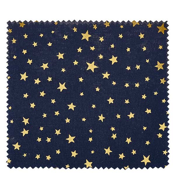 1 napperon en tissu 150 x 150 mm bleu foncé avec des étoiles dorées pour couvercle de diamètre 43 à 100 mm
