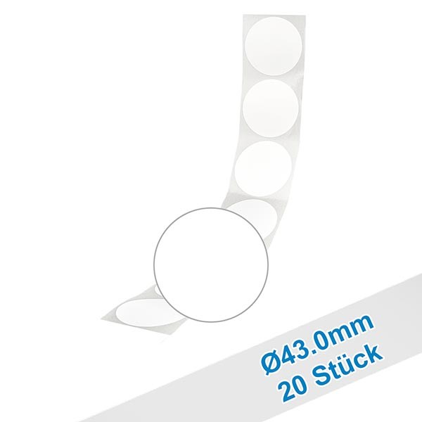 20 étiquettes amovibles blanches, 43 mm