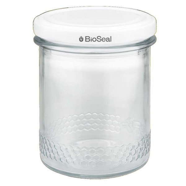 Pot à miel 560 g avec couvercle blanc BioSeal UNiTWIST