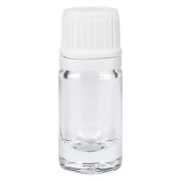 Flacon pharmaceutique clair 5 ml bouchon compte-gouttes 1,2 mm blanc inviolable Flacon pharmaceutique clair 5 ml bouchon compte-gouttes 1,2 mm blanc inviolable
