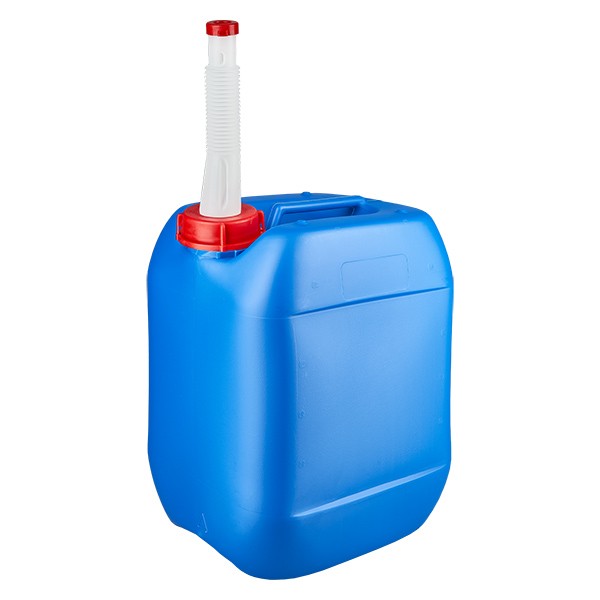 Bidon 10 litres bleu avec tube de vidange Flex