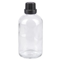 Flacon pharma. clair 100 ml bouch. à vis noir étanche inviol. Flacon pharma. clair 100 ml bouch. à vis noir étanche inviol.