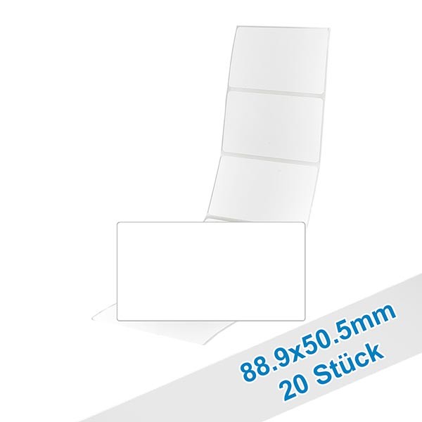20 étiquettes amovibles blanches, 88.9x50.5 mm