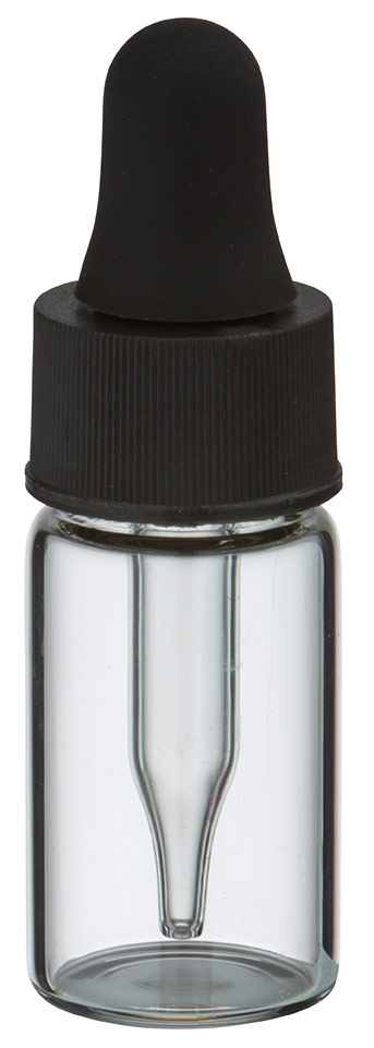 Mini flacon transparent de 3 ml, avec pipette compte-gouttes PL28