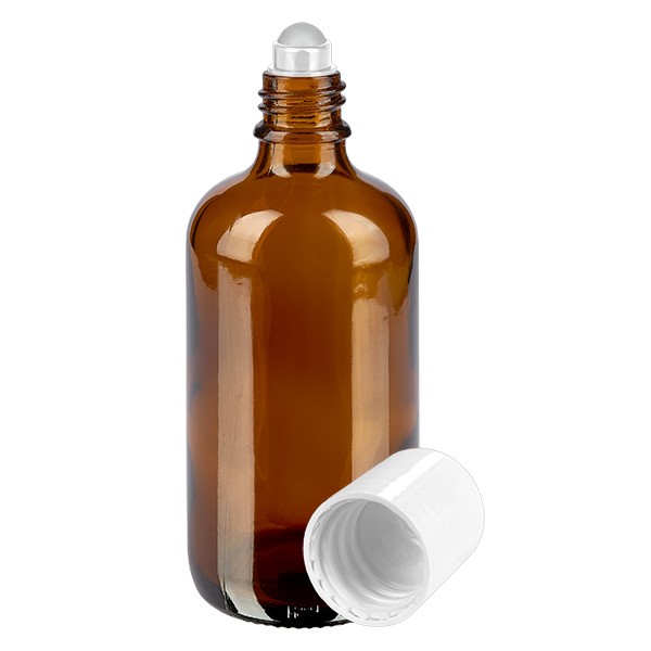 Flacon de déodorant en verre ambré 100 ml, déo à bille vide