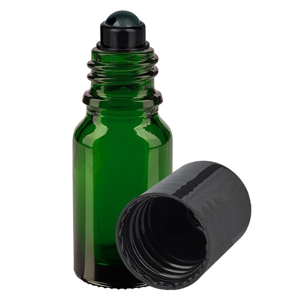 Flacon de déodorant en verre vert 10 ml, déo à bille vide