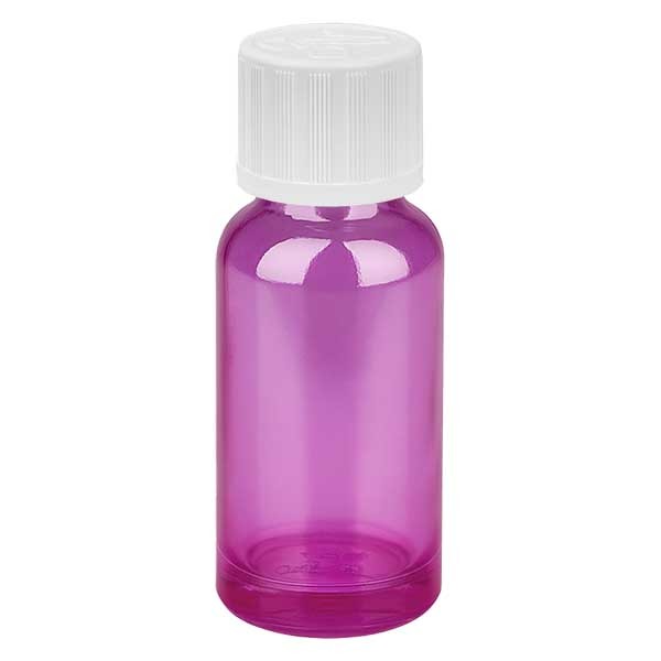Flacon compte-gouttes 20 ml 1,2 mm blanc avec bouchon standard sécurité enfant PurpleLineUT18/20