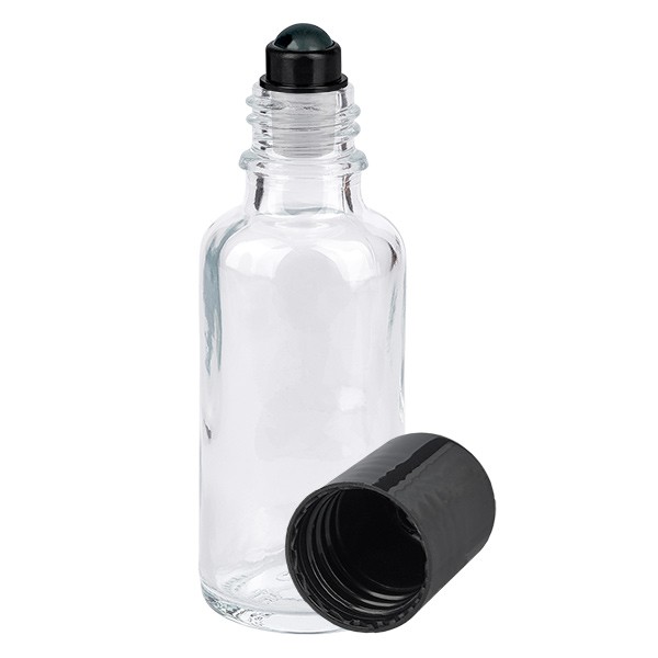 Flacon de déodorant en verre clair 30 ml, déo à bille vide