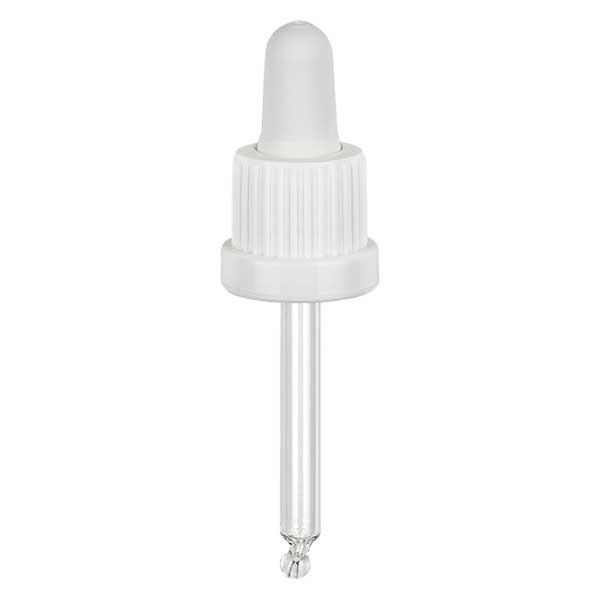 pipette en verre blanc/blanc 18mm, longueur 53,5 inviolable