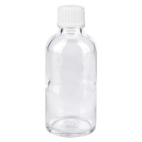 Flacon pharmaceutique clair 50 ml bouchon compte-gouttes 0.8 mm blanc standard Flacon pharmaceutique clair 50 ml bouchon compte-gouttes 0.8 mm blanc standard