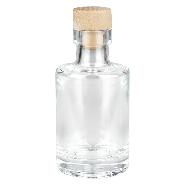 Bouteille en verre 100 ml « Galileo » avec bouchon en bois UNiTWIST®