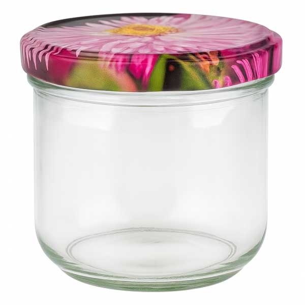 260ml Verre renversé + couvercle BasicSeal décor fleurs UNiTWiST