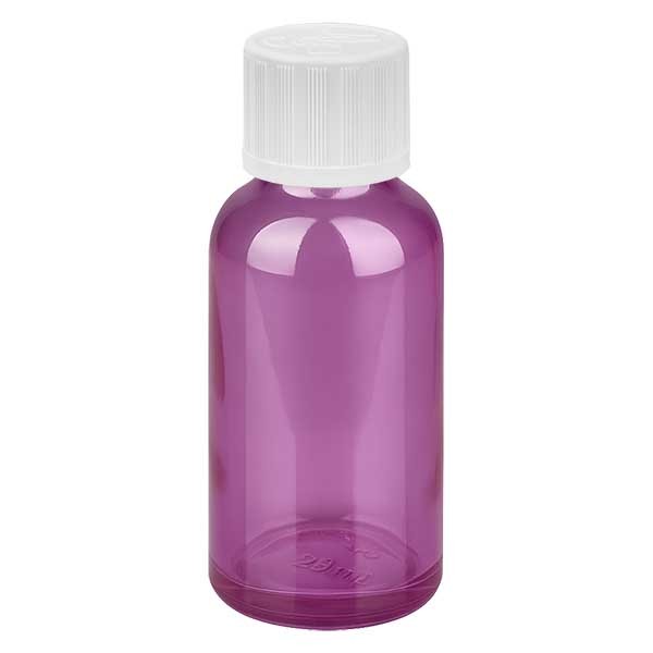 Flacon compte-gouttes 30 ml 1,2 mm blanc avec bouchon standard sécurité enfant PurpleLineUT18/30