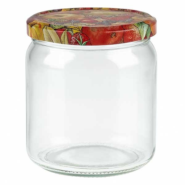Verre rond 408ml + couvercle BasicSeal décor fruits UNiTWiST