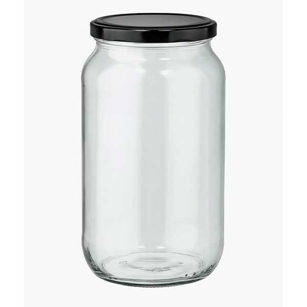 Bocal rond de 1062ml avec couvercle BasicSeal noir UNiTWiST