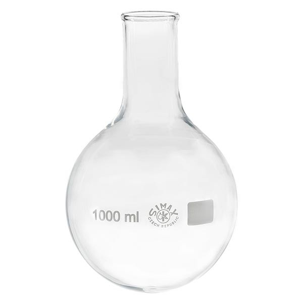 Ballon 1000 ml à col étroit en borosilicate avec bord évasé