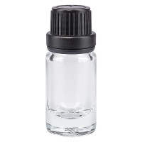 Flacon pharmaceutique clair 5 ml bouchon compte-gouttes prem. 2 mm noir inviolable Flacon pharmaceutique clair 5 ml bouchon compte-gouttes prem. 2 mm noir inviolable