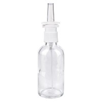 Flacon compte-gouttes clair 50 ml avec spray nasal blanc Flacon compte-gouttes clair 50 ml avec spray nasal blanc