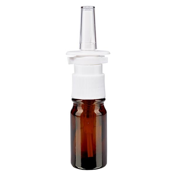 Flacon compte-gouttes ambré 5 ml avec spray nasal blanc