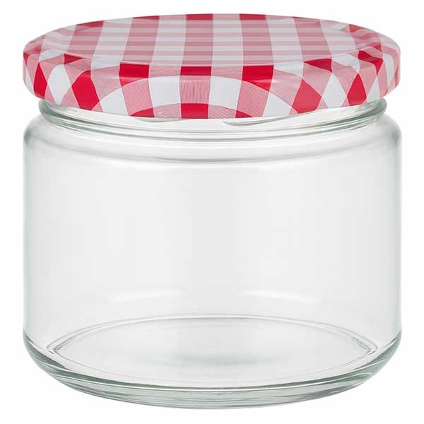 Verre rond 330ml avec couvercle BasicSeal rouge/blanc UNiTWiST