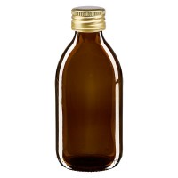 Flacon médical 250 ml couleur ambrée avec capsule dorée en aluminium Flacon médical 250 ml couleur ambrée avec capsule dorée en aluminium
