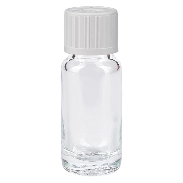 Flacon verre transparent 5 ml avec pipette compte-gouttes blanche