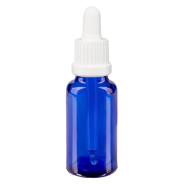 Flacon bleu 20 ml + pipette blanche à système d&#039;inviolabilité