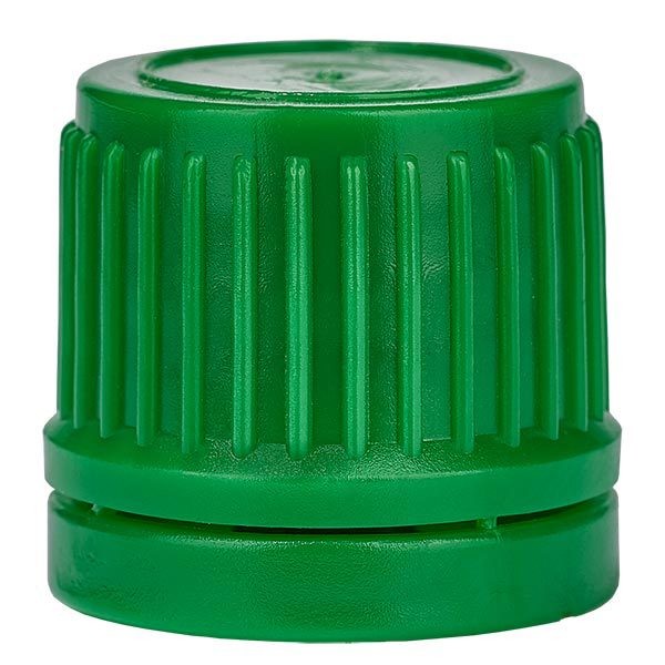 Bouchon à vis, vert, DIN18, avec bague d&#039;inviolabilité