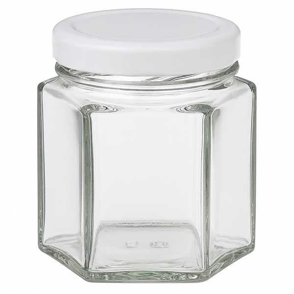 Bocal hexagonal de 47ml avec couvercle BasicSeal blanc UNiTWIST