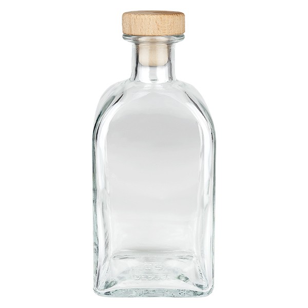 500ml Apothekenflasche &quot;Carre&quot; mit Holzgriffkorken UNiTWIST®