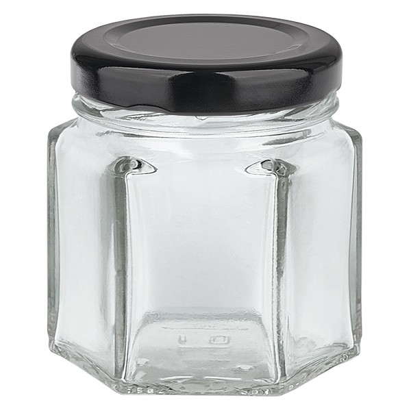 Verre hexagonal de 47ml avec couvercle BasicSeal noir UNiTWIST