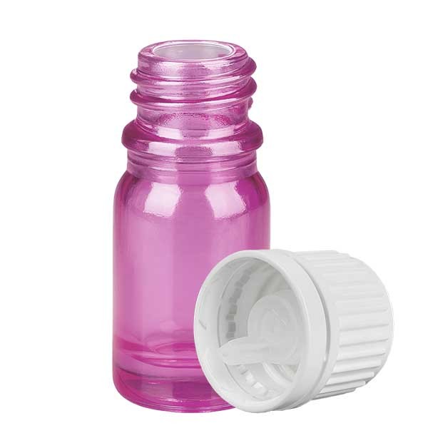 Flacon compte-gouttes 5 ml 0,7 mm blanc avec bague d&#039;inviolabilité PurpleLine UT18/5