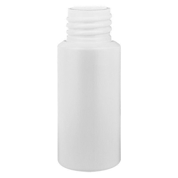 Flacon cylindrique en PET blanc 20 ml, S20x3, sans bouchon