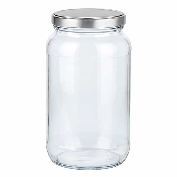 1062ml Verre rond avec couvercle BasicSeal argent UNiTWiST