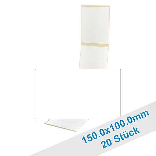 20 étiquettes amovibles blanches, 150x100 mm