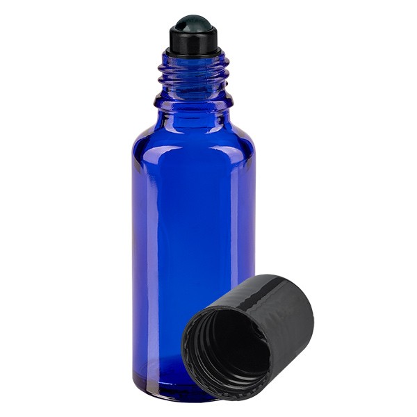 Flacon de déodorant en verre bleu 30 ml, déo à bille vide
