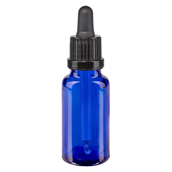 Flacon bleu 20 ml + pipette noire à système d&#039;inviolabilité