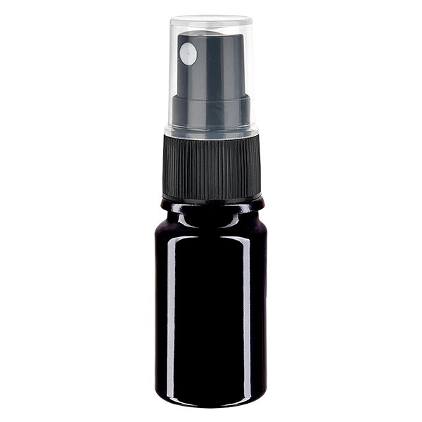 Flacon en verre violet 5 ml DIN18 (verre Miron) avec spray